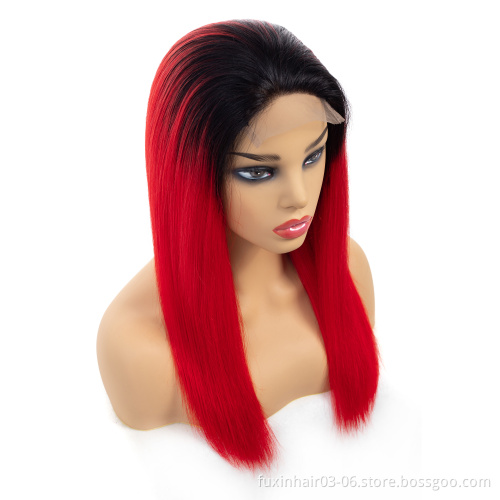New Arrival Top Grade Popular Fast Shipping Cuticle Aligned Raw Virgin Hair 1B Red Color Lace Wig